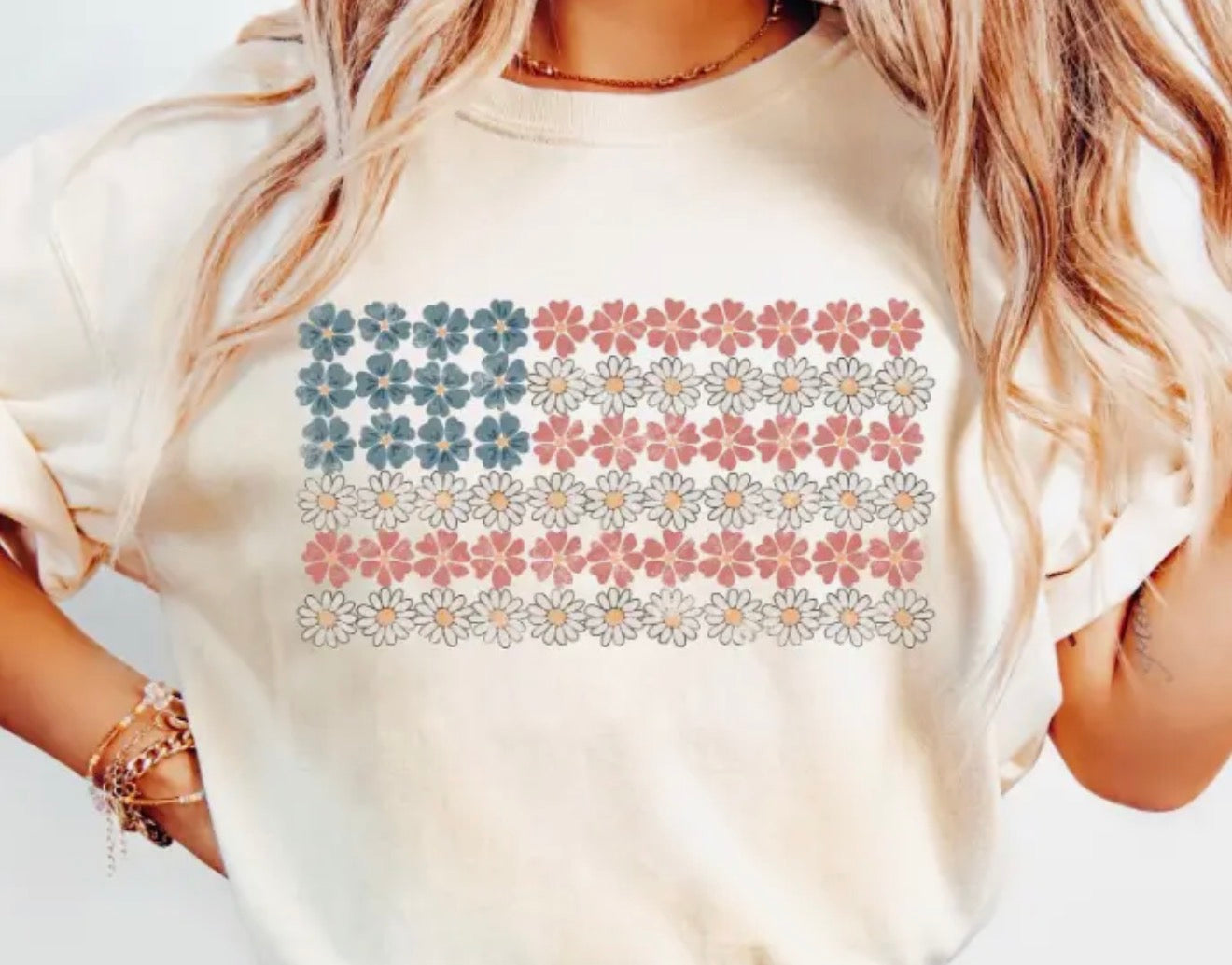 Floral American Flag Shirt
