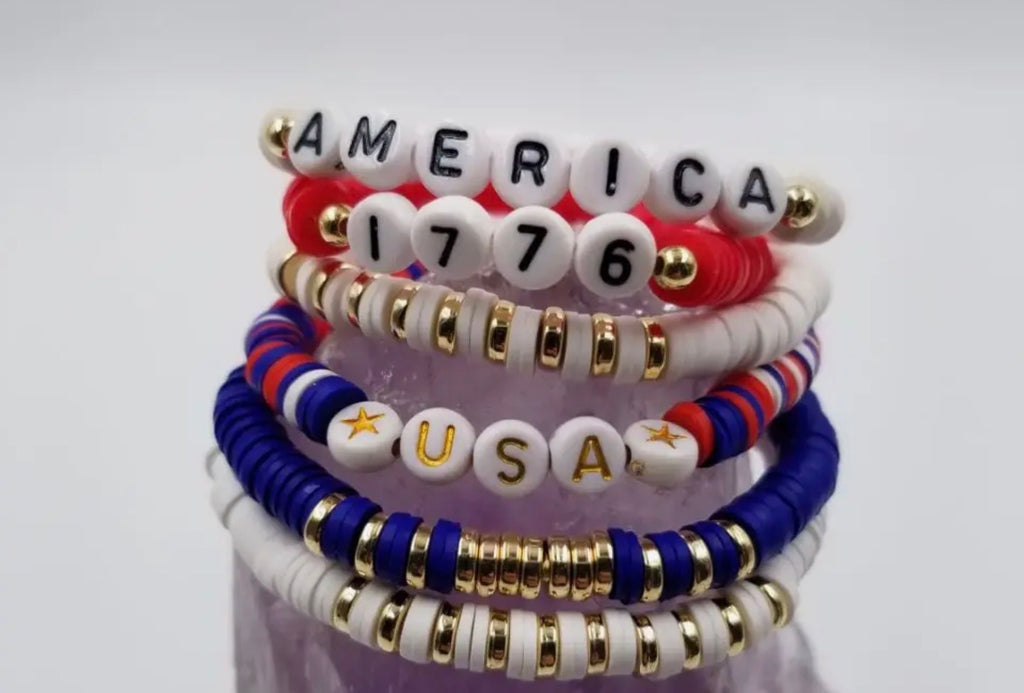 Patriotic Clay Bead Stack Bracelet