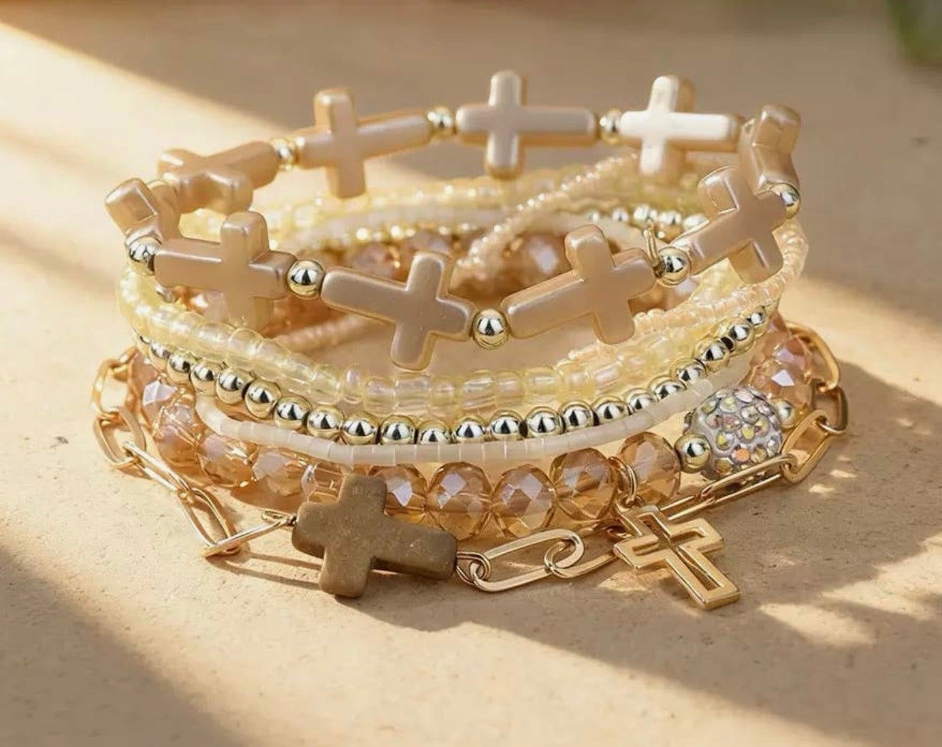 Rose Gold Cross Stackable Bracelet