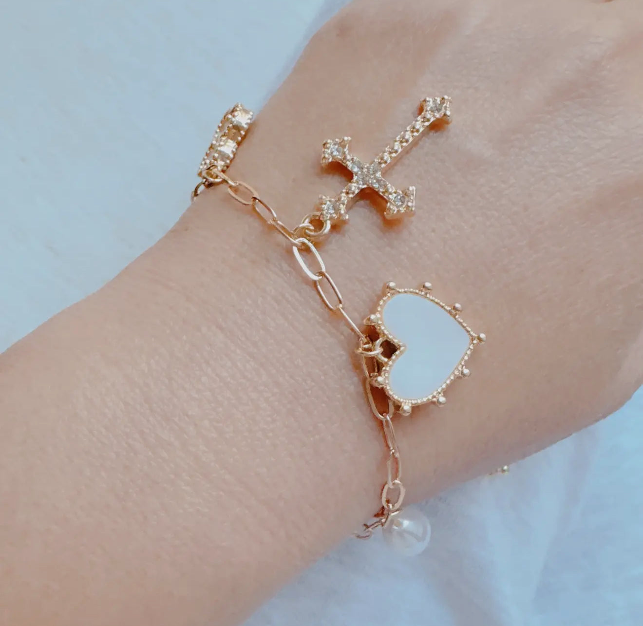 Cross Clover Multi Charm Bracelet