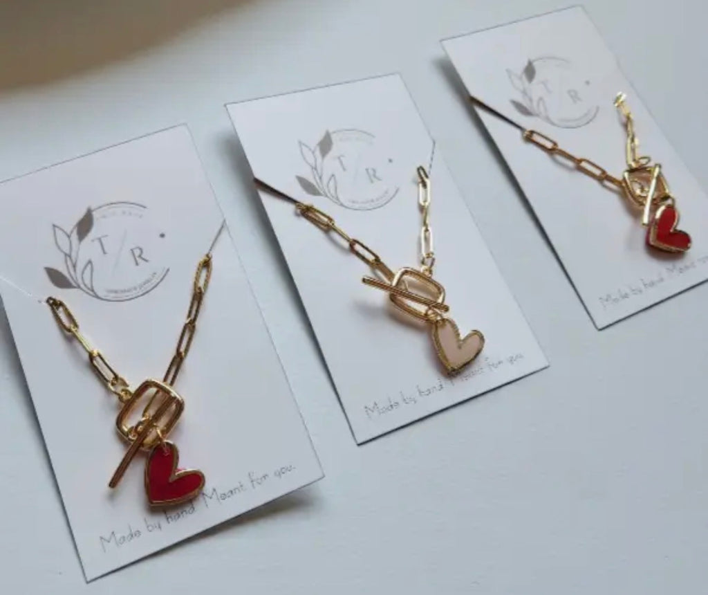 Paperclip Chain Necklace with Heart Charm
