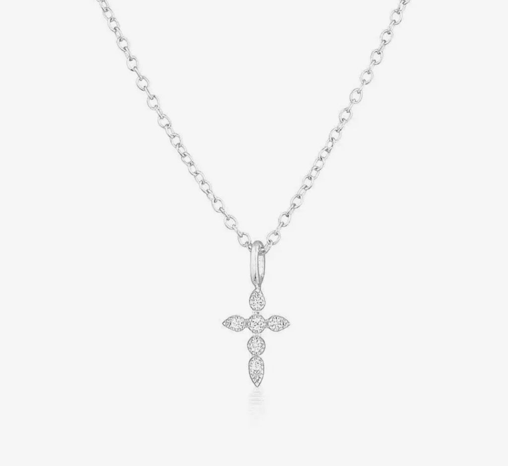 Dainty Cross Charm Pendant necklace (Sterling silver)