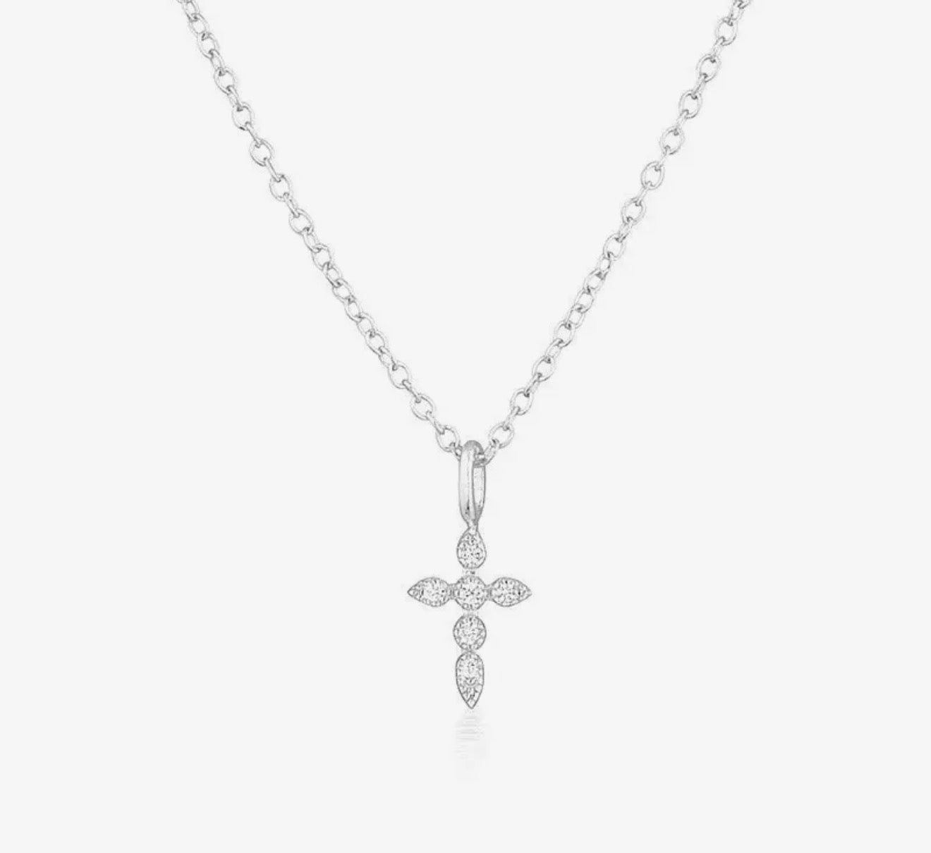 Dainty Cross Charm Pendant necklace (Sterling silver)