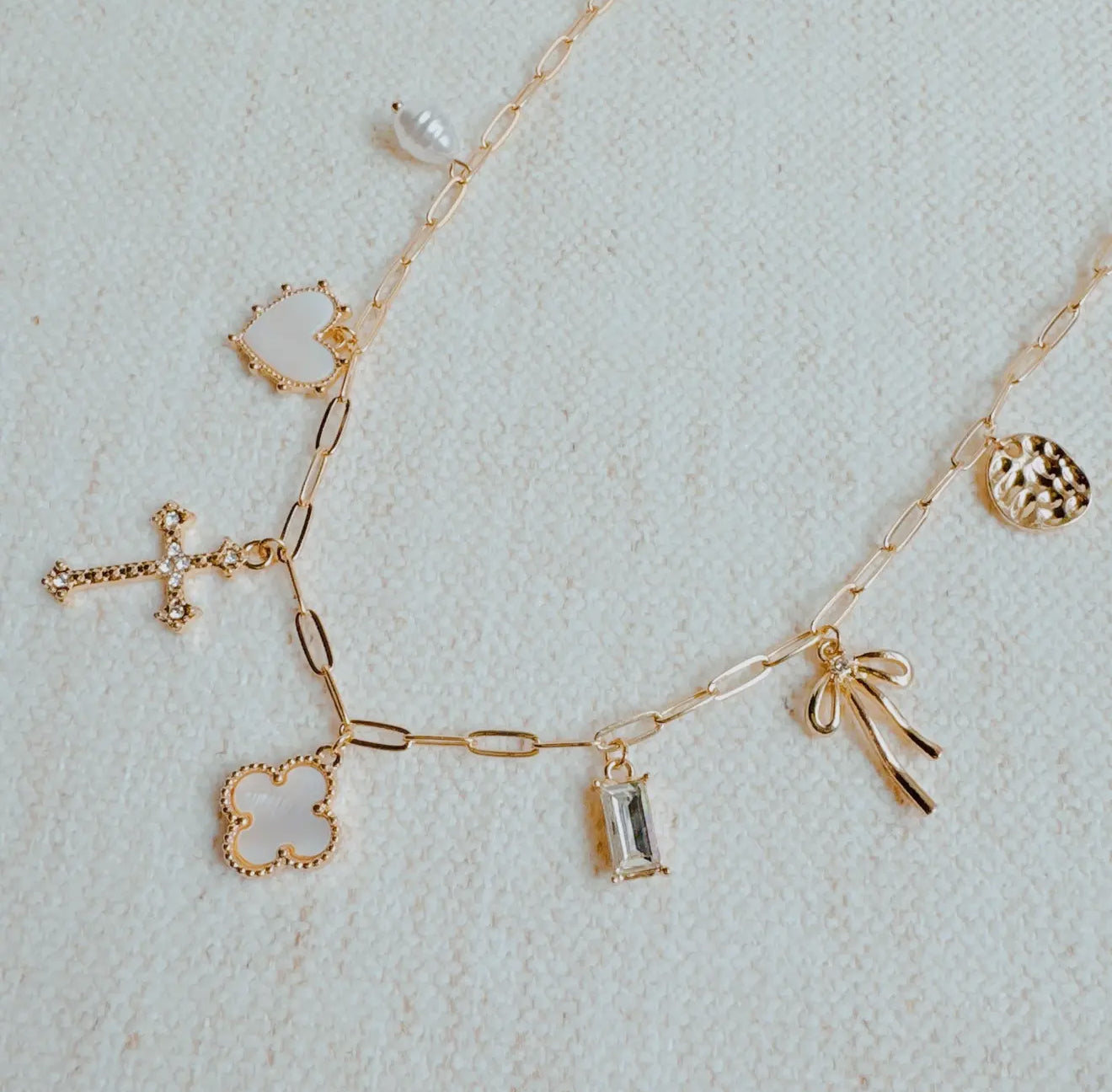 Cross Clover Multi Charm Necklace