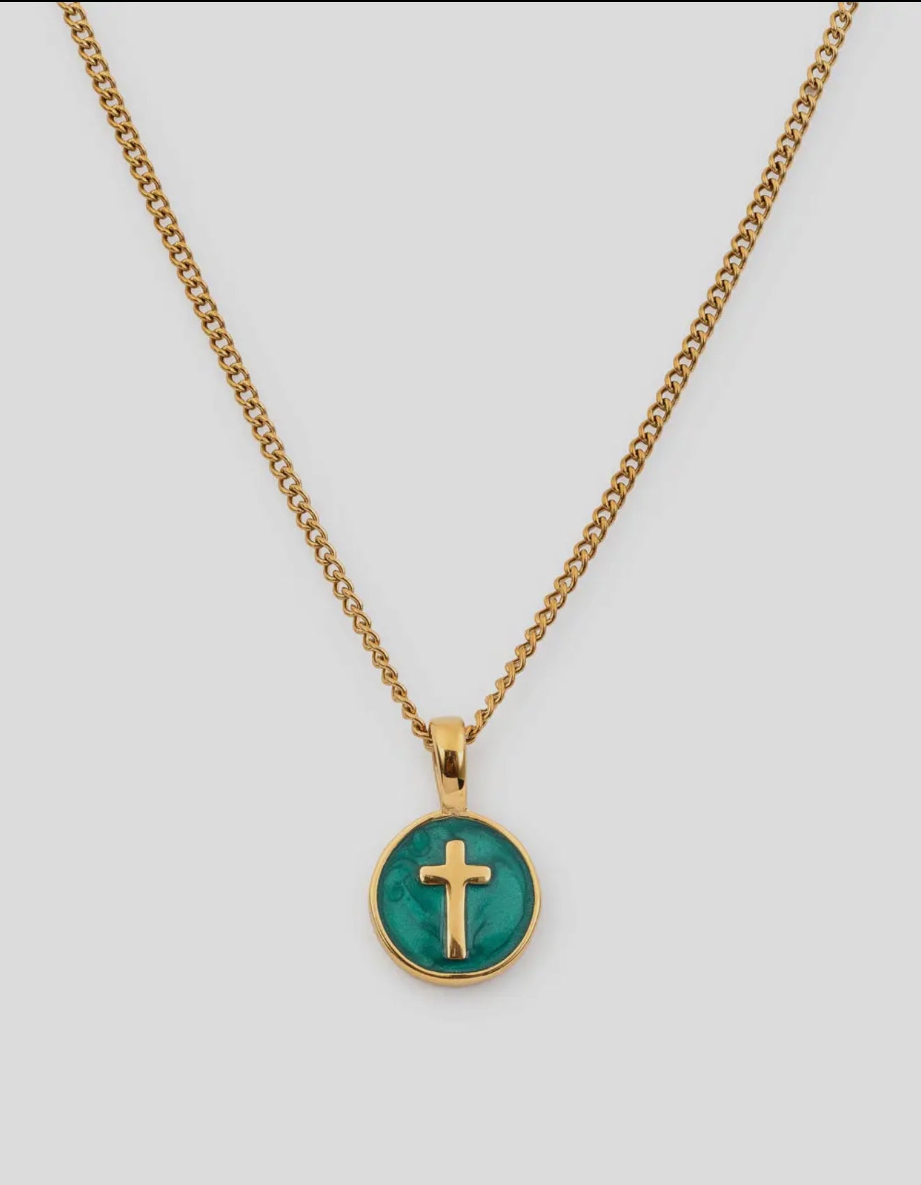 Emerald Agape Cross Pendant Necklace