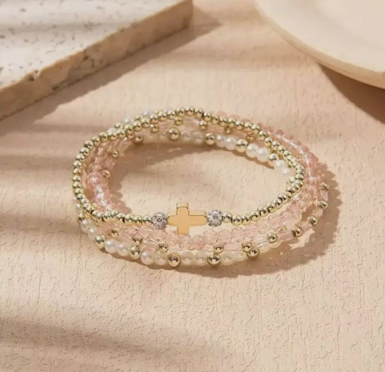 Beautiful Stacked Cross Bracelets For Women (Multiple Colors)