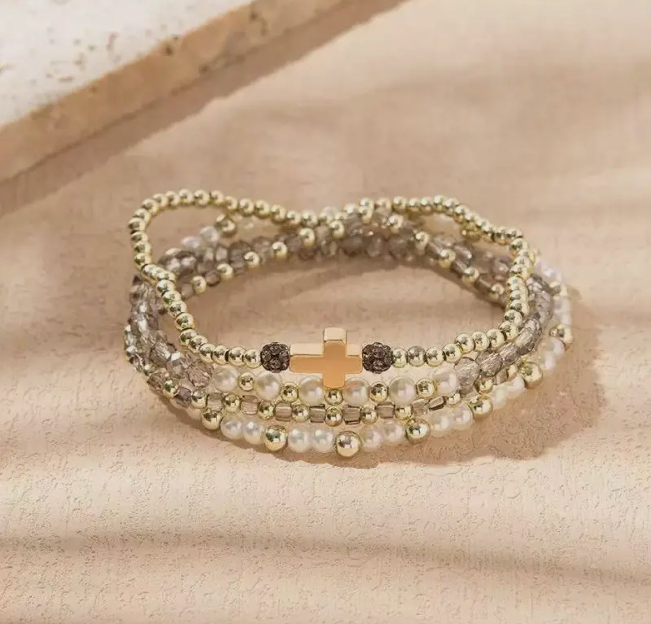 Beautiful Stacked Cross Bracelets For Women (Multiple Colors)