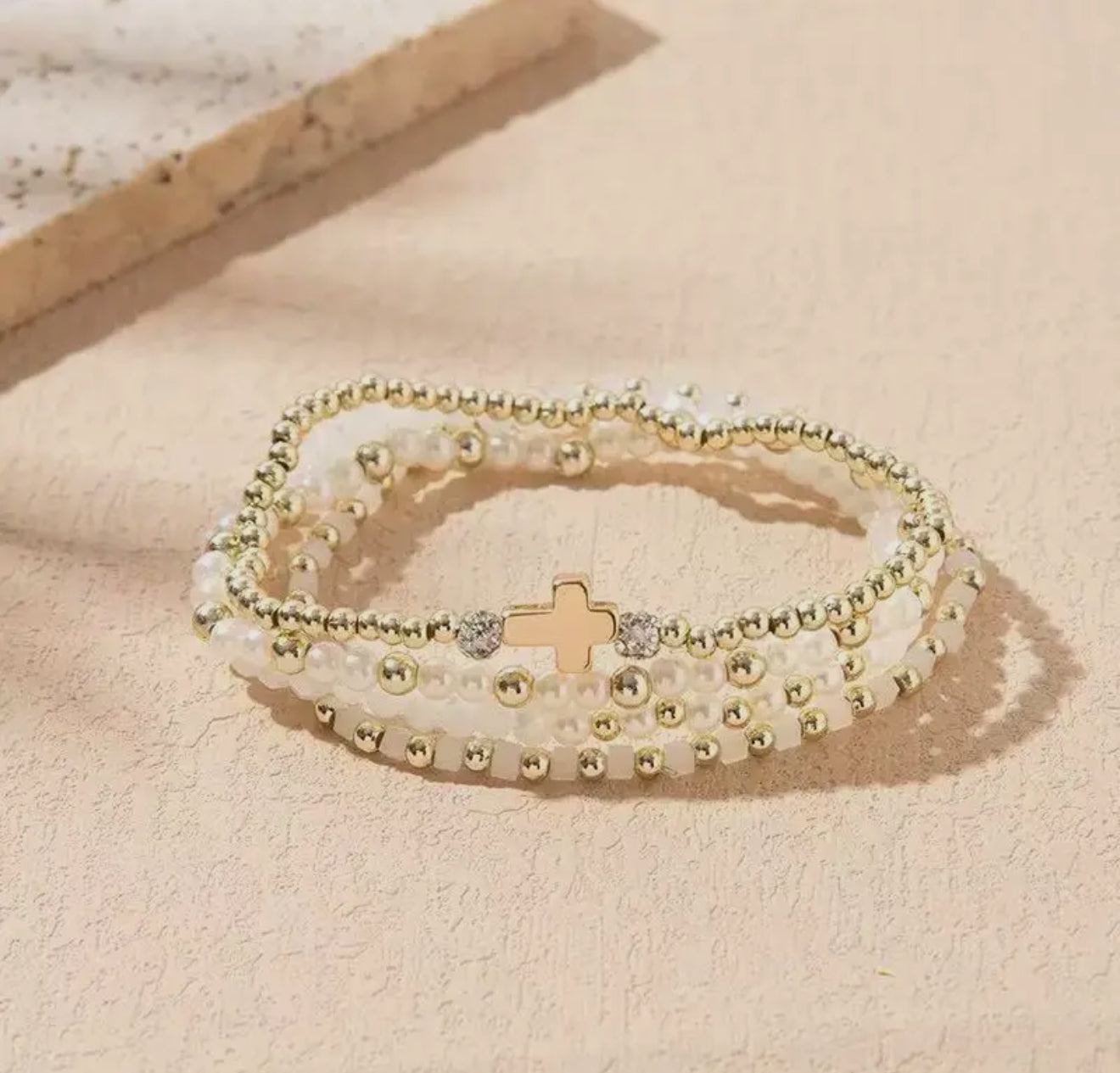 Beautiful Stacked Cross Bracelets For Women (Multiple Colors)